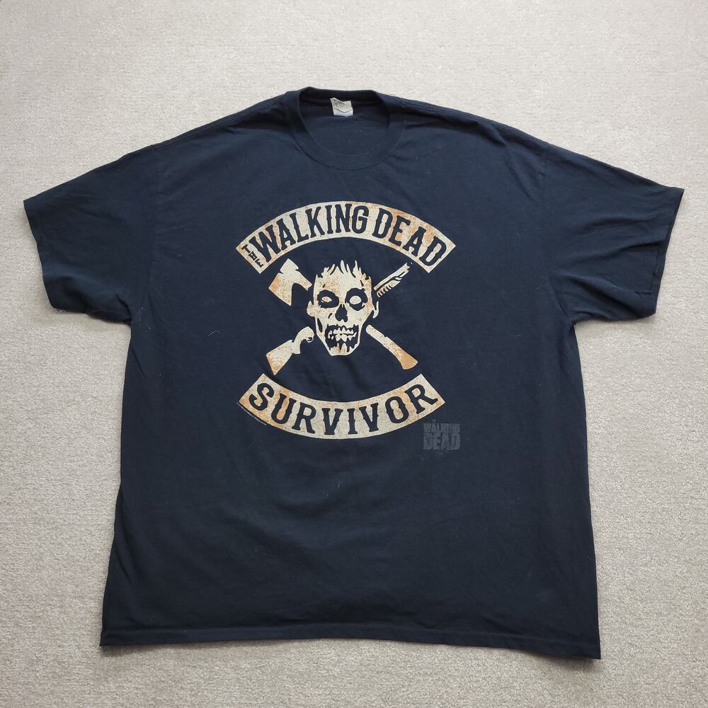 Walking Dead Survivor T Shirt 2XL Black Graphic AMC Zombie Skull Tee